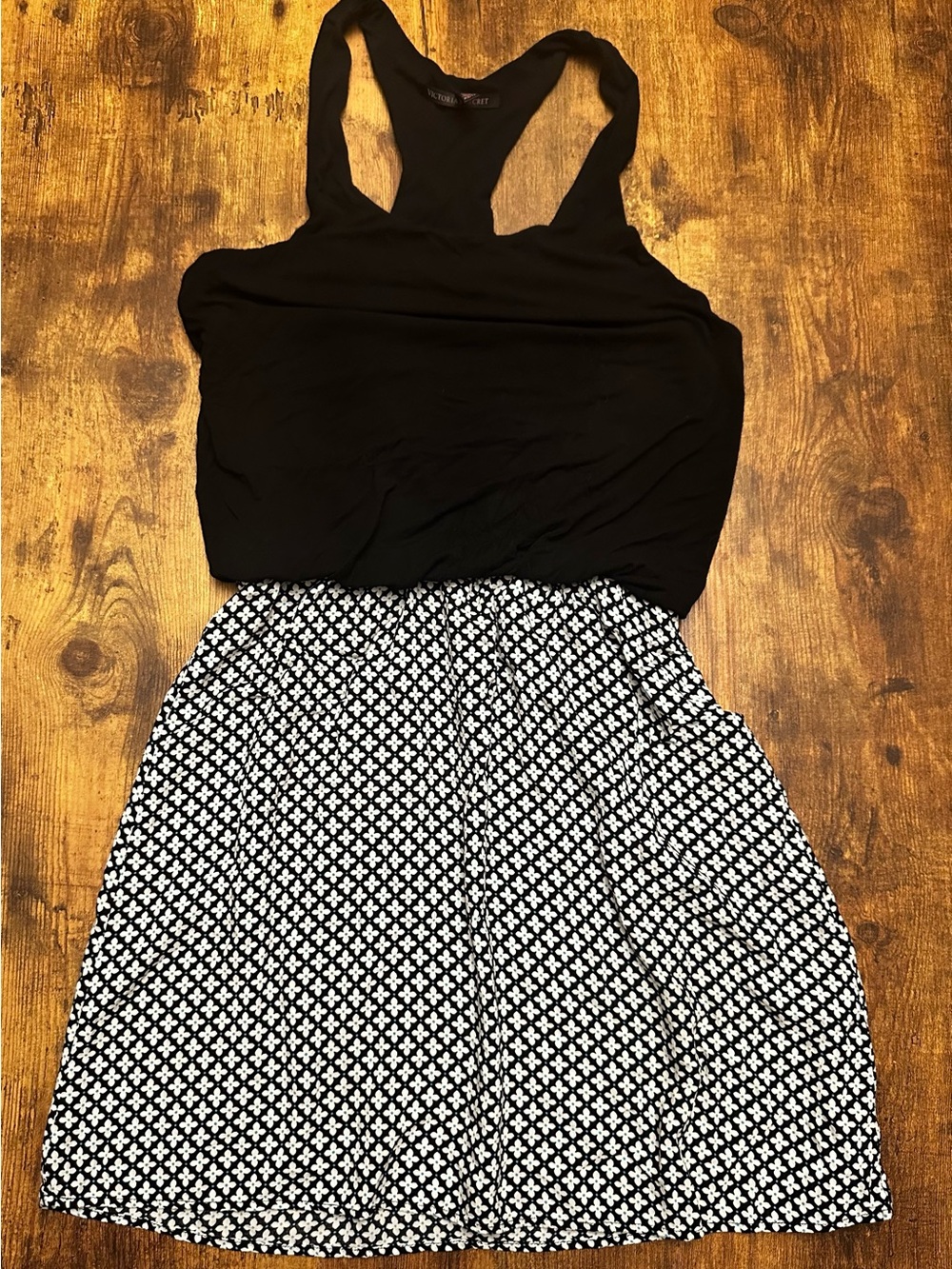 Victoria's Secret Black and White Printed Skater Skirt
